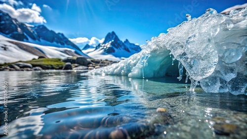 Extreme close-up of melting glacier water in Sierra Nevada on the Pacific Crest Trail photo