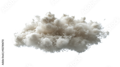 Fluffy white cloud floating under a bright light in an indoor setting, creati...
