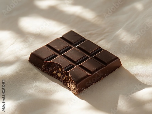 Delicious chocolate bar with rich texture and glossy surface on solid background perfect for branding new beautiful stock image illustration AI