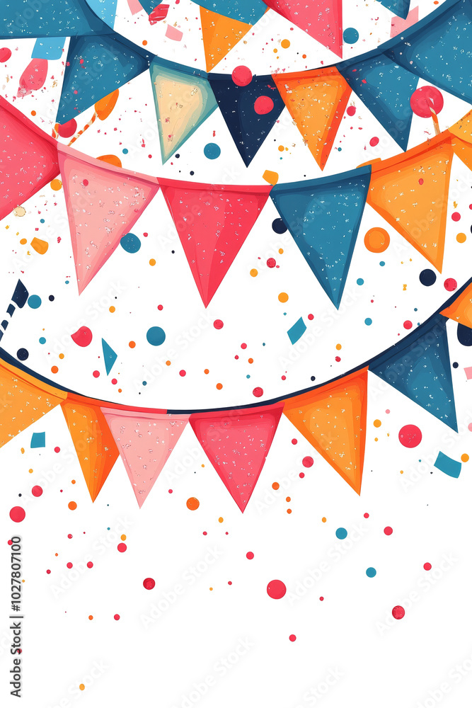 Fototapeta premium Colorful party decorations with balloons, confetti, and banners for a festive celebration