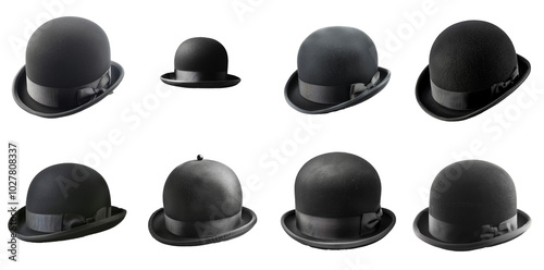 black bowler hat collection transparent png