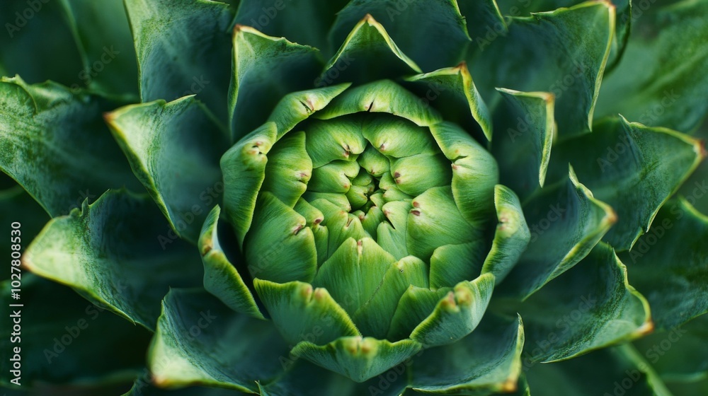 Obraz premium Close-Up of an Artichoke Bud with Detailed Texture
