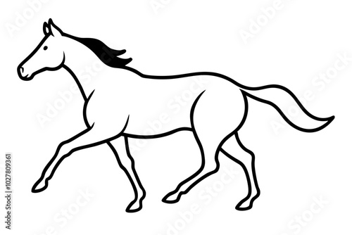 Horse Galloping Silhouette | vector silhouette illustration on white background