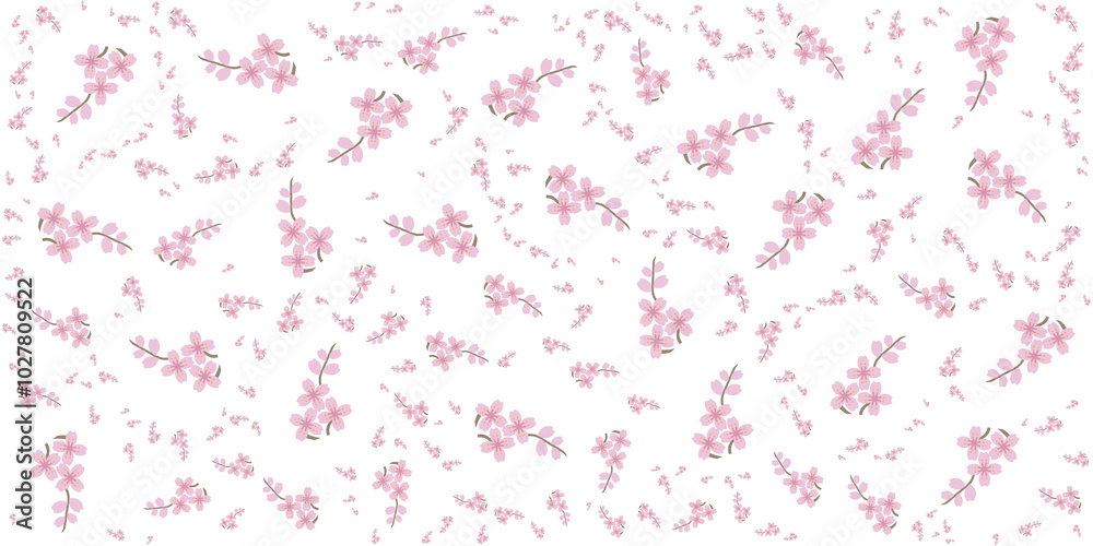 Seamless Floral Pattern with Pink Blossom Petals on Transparent Background, Delicate Flower Petals, Design for Fabric, Wallpaper, and Stationery Seamless Floral Pattern with Pink Blossom Petals on Transparent Background, Delicate Flower Petals, Design for Fabric, Wallpaper, and Stationery