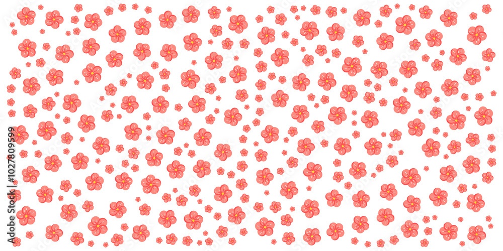 Seamless Floral Pattern with Pink Blossom Petals on Transparent Background, Delicate Flower Petals, Design for Fabric, Wallpaper, and Stationery Seamless Floral Pattern with Pink Blossom Petals on Transparent Background, Delicate Flower Petals, Design for Fabric, Wallpaper, and Stationery
