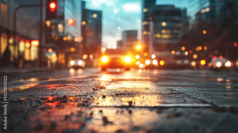 A vibrant city street scene at dusk featuring glowing headlights of passing cars, with soft focus capturing the essence of urban life and evening hustle. A vibrant city street scene at dusk featuring glowing headlights of passing cars, with soft focus capturing the essence of urban life and evening hustle.