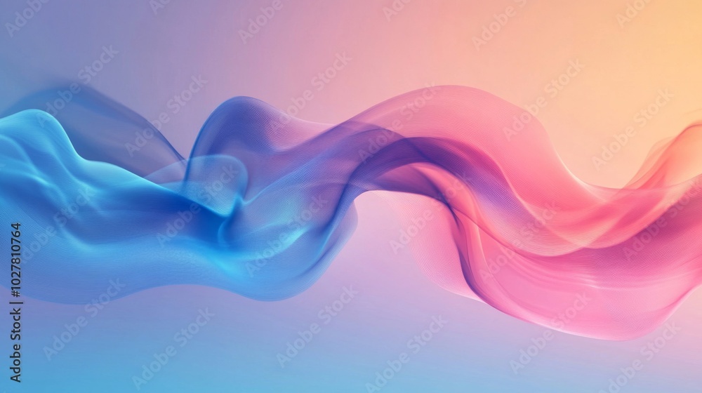 Abstract Blue and Pink Swirling Wave Design