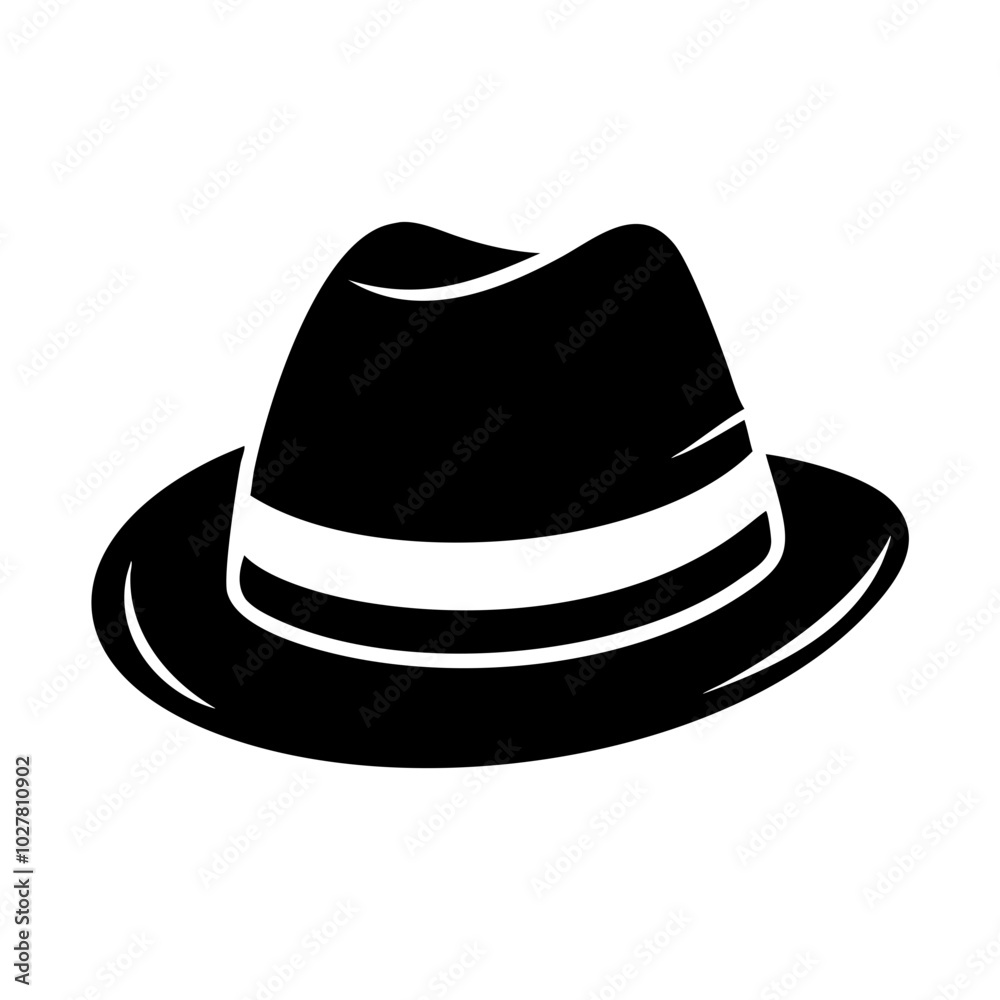 Classic fedora hat with a ribbon on a white background, fashion accessory design