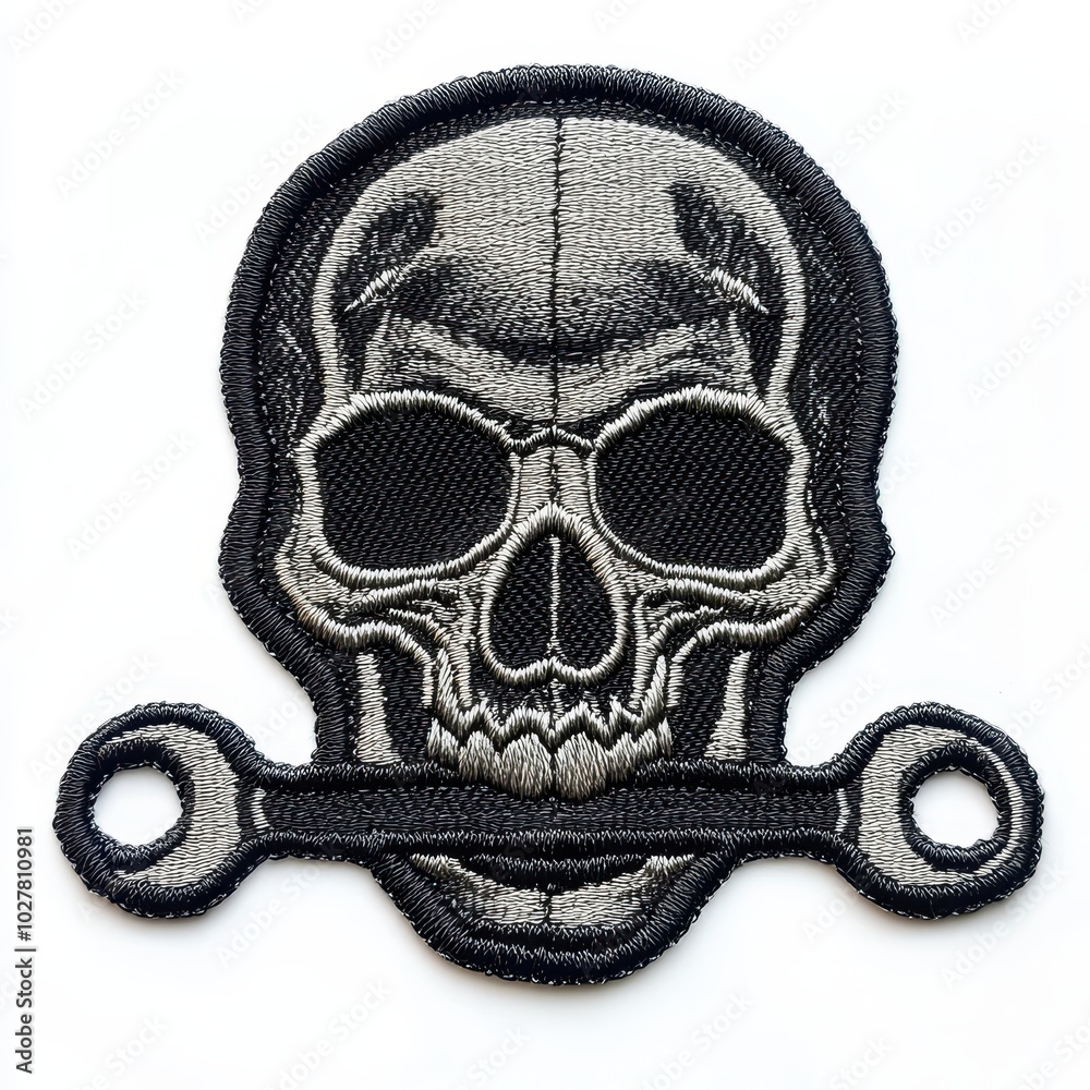 Skull embroidered patch badge on isolated white background, vector badge and patch collection for print or embroidery Skull embroidered patch badge on isolated white background, vector badge and patch collection for print or embroidery