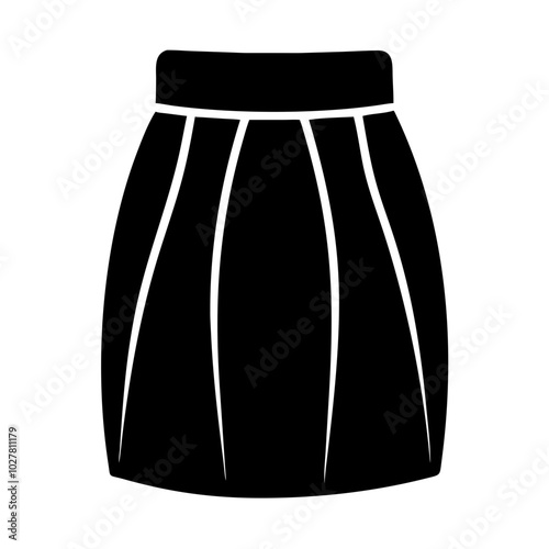 Pleated skirt with waistband on a white background, fashion clothing design