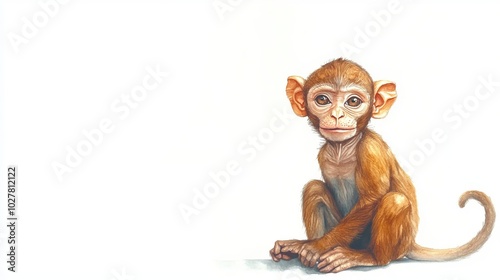 image of the monkey. on a white background. watercolor painting photo