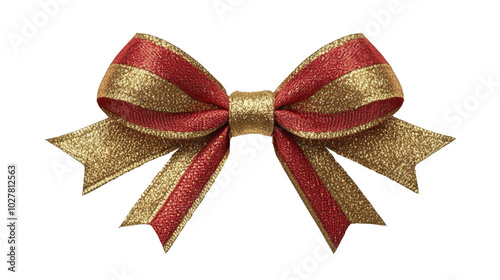 Sparkling gold and orange ribbon bow for decorating gifts and crafts during f...