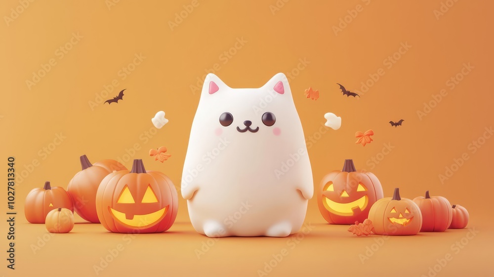 A cute cat character surrounded by cheerful pumpkins, perfect for Halloween themes and seasonal decorations. A cute cat character surrounded by cheerful pumpkins, perfect for Halloween themes and seasonal decorations.