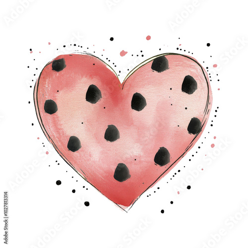Colorful heart illustration with polka dots on a plain background perfect for...