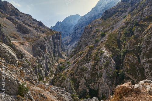the valley and cliffs in Asturias, Spain