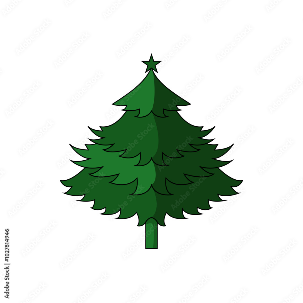 Fototapeta premium Christmas Tree Vector Illustration - Editable Design for Christmas Celebration Posters, Banners, T-Shirts, Stickers