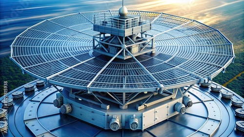 technology, detailed, modules, A close up view of an active electronically scanned array AESA radar system showcasing its intricate network of radar modules in a circular arrangement
