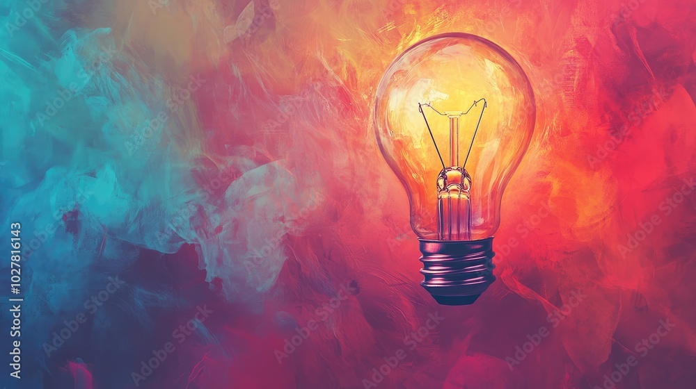 Lightbulb in an abstract, vibrant setting with plenty of space for text Lightbulb in an abstract, vibrant setting with plenty of space for text