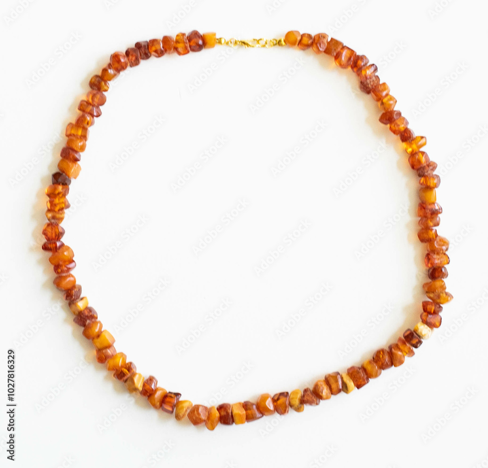 Fototapeta premium Vintage necklace with real amber stones