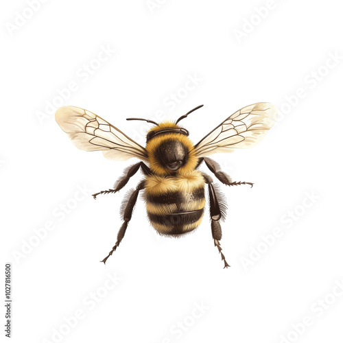 Detailed illustration of a bee in flight showcasing its distinctive coloring ...