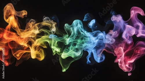 Wallpaper Mural A vibrant explosion of colors and shapes, resembling an ink wash swirling in water against a black background Torontodigital.ca