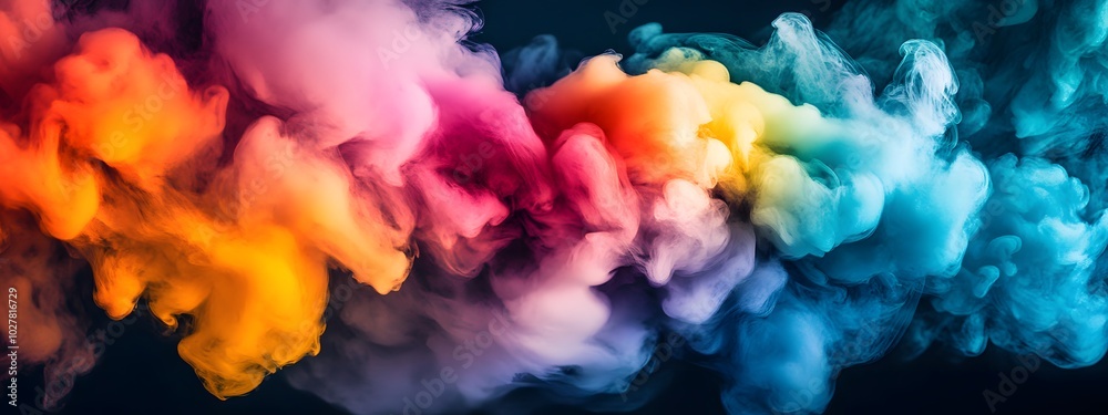 A vibrant explosion of colors and shapes, resembling an ink wash swirling in water against a black background A vibrant explosion of colors and shapes, resembling an ink wash swirling in water against a black background