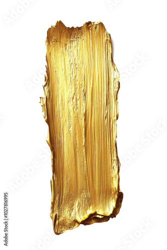 Golden paint stroke on white canvas showcasing creativity and artistic expres...