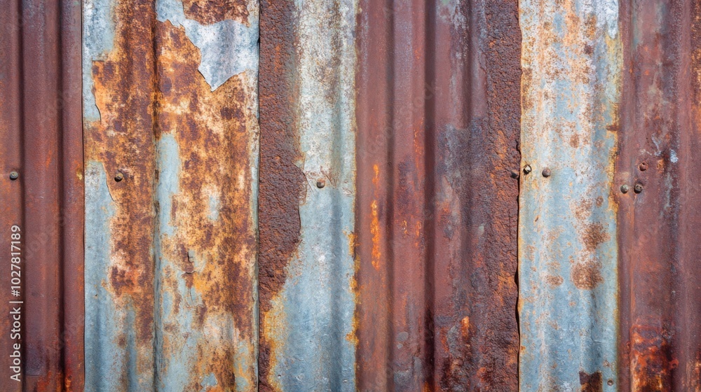 Rusted Corrugated Metal Sheet with Nail Heads Rusted Corrugated Metal Sheet with Nail Heads
