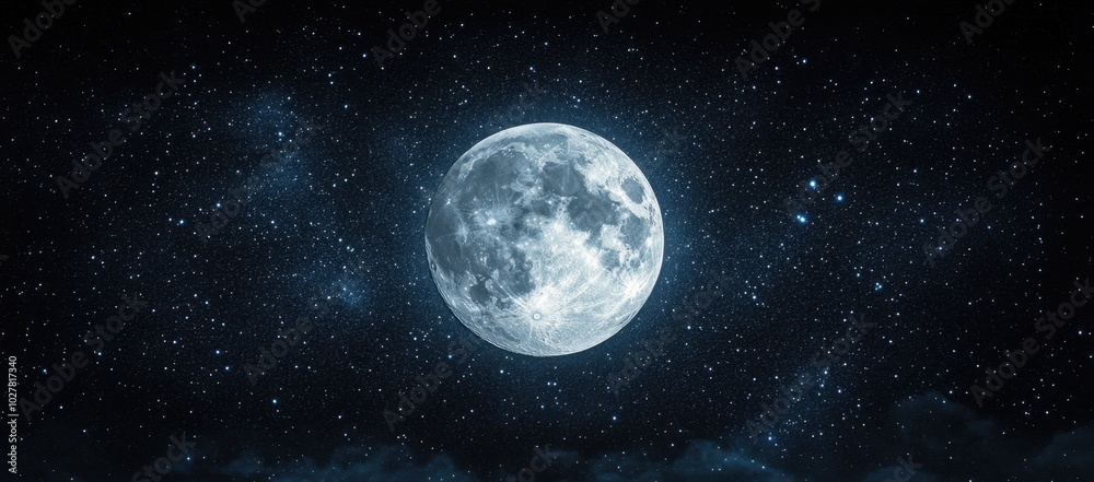 Naklejka premium Panoramic view of the moon out in the space 