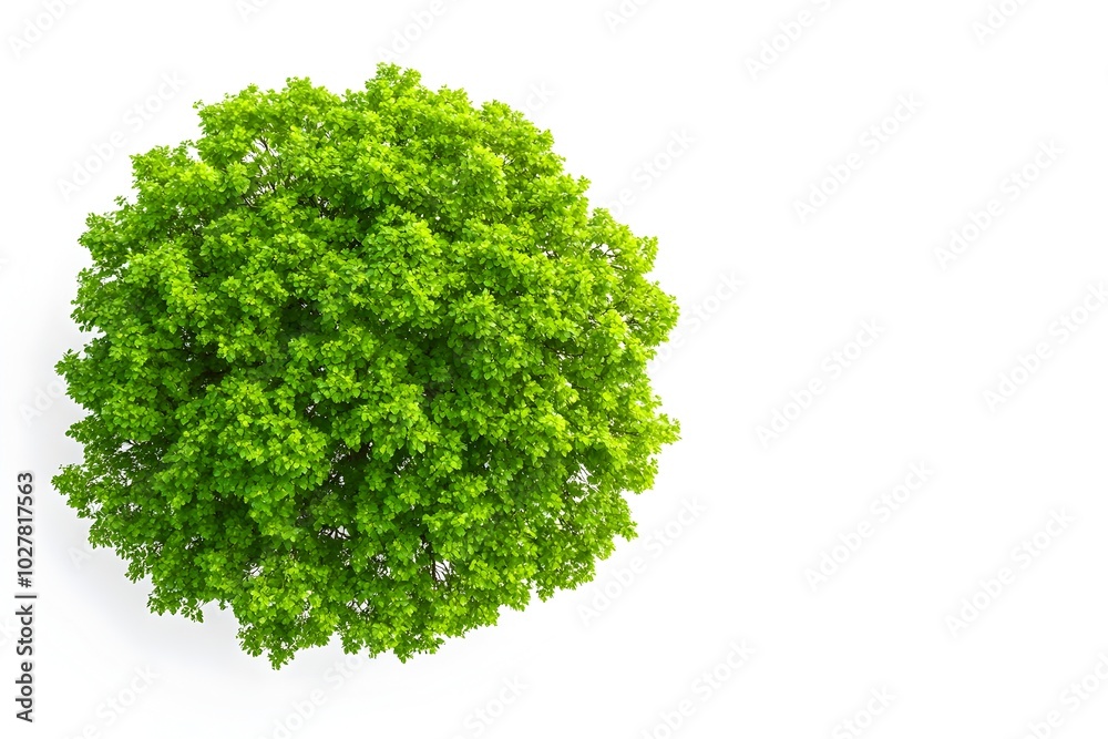 Obraz premium Lush Green Oak Tree Foliage on Clean White Background