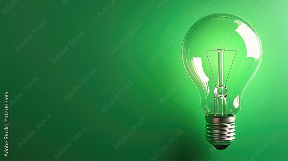 Lightbulb with a clean, modern design on a vibrant green background, ideal for adding text Lightbulb with a clean, modern design on a vibrant green background, ideal for adding text