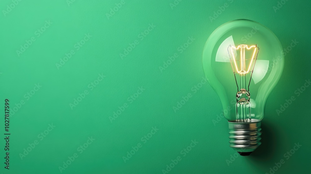 Lightbulb with a clean, modern design on a vibrant green background, ideal for adding text Lightbulb with a clean, modern design on a vibrant green background, ideal for adding text