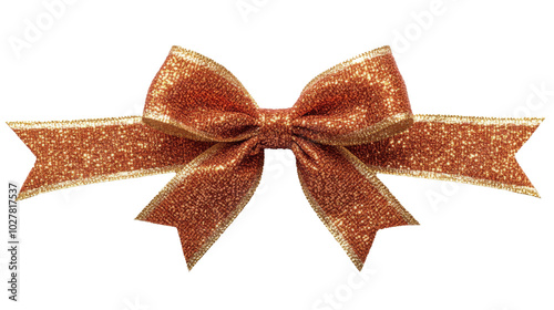 Sparkling gold and orange ribbon bow for decorating gifts and crafts during f...
