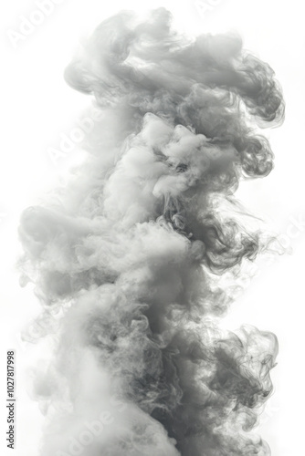 Swirling white smoke ascending against a bright background creating an abstra...