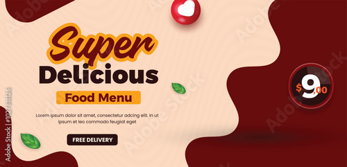 Food menu and restaurant web banner template