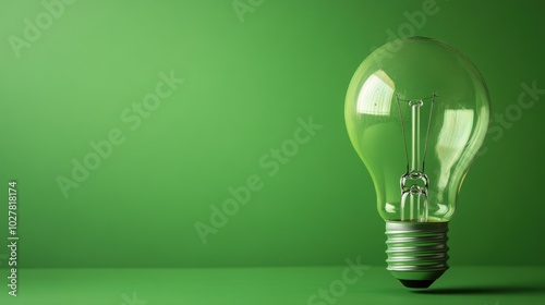 Lightbulb with a fresh green background, clear space for overlaying your message