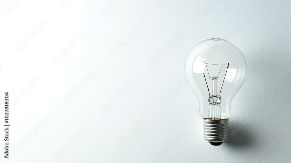 Lightbulb with a fresh white background, ample room for text insertion Lightbulb with a fresh white background, ample room for text insertion