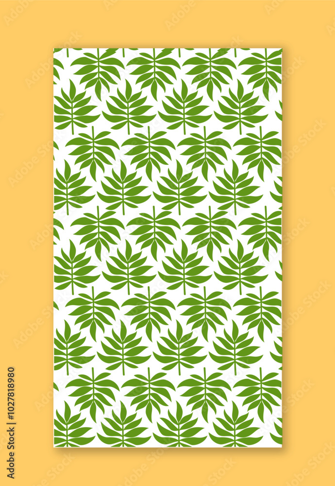 Obraz premium Summer leaves seamless pattern. Repeating design element for printing on fabric. Tropical and exotic foliages. Jungle and rainforest. Wallpaper and texture. Flat vector illustration