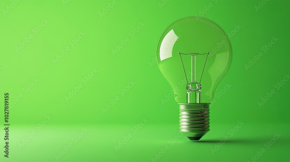 Lightbulb with a smooth green background, clear and spacious area for text overlay Lightbulb with a smooth green background, clear and spacious area for text overlay