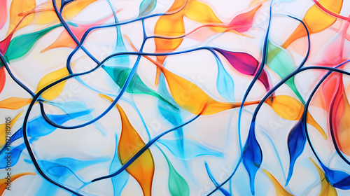 Colorful Abstract Branches and Twigs on Artistic Background