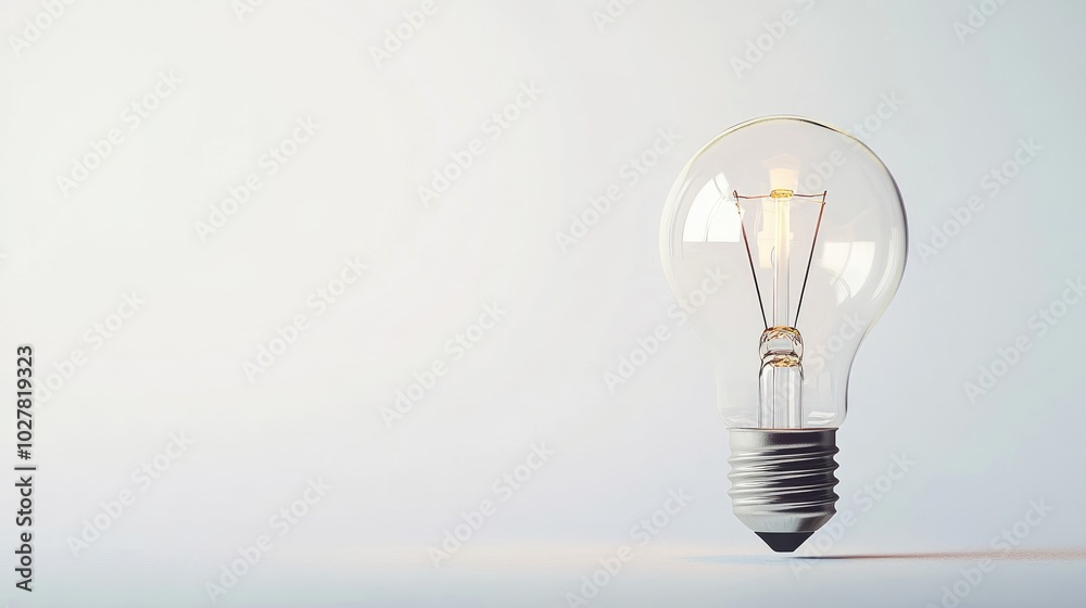 Lightbulb with a smooth white background, ample copy space for text Lightbulb with a smooth white background, ample copy space for text