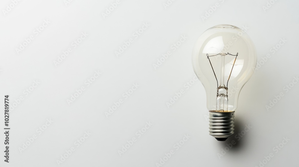 Lightbulb with a subtle illumination on a white background, large area for text placement Lightbulb with a subtle illumination on a white background, large area for text placement