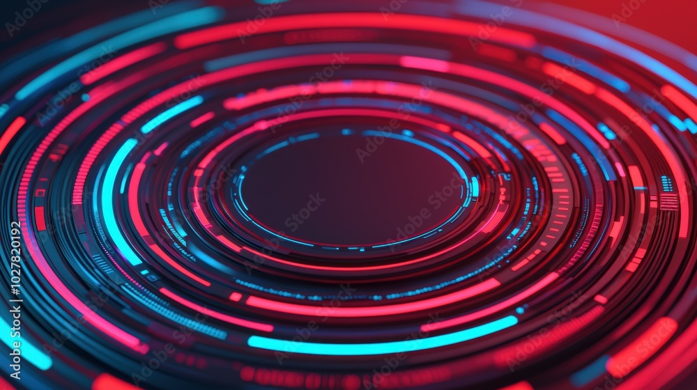 Abstract circular neon patterns, dark background Abstract circular neon patterns, dark background