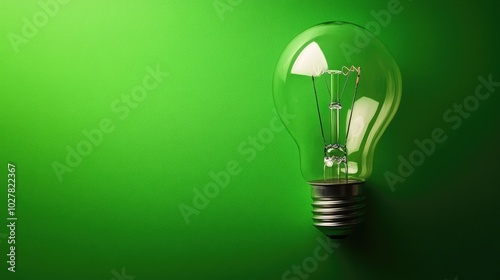 Modern lightbulb on a clean green background, perfect for text overlay
