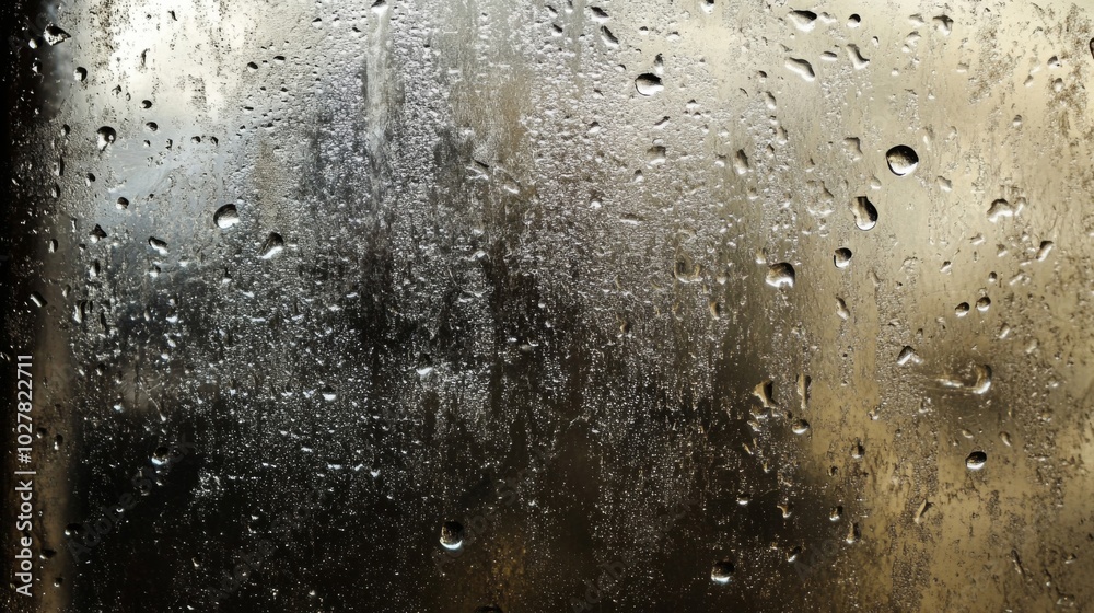 Raindrops on a Windowpane with a Dark and Moody Background Raindrops on a Windowpane with a Dark and Moody Background