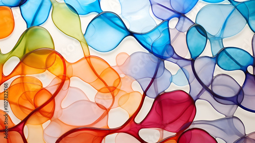 Abstract Painting of Colored Branches on Stained Glass Background