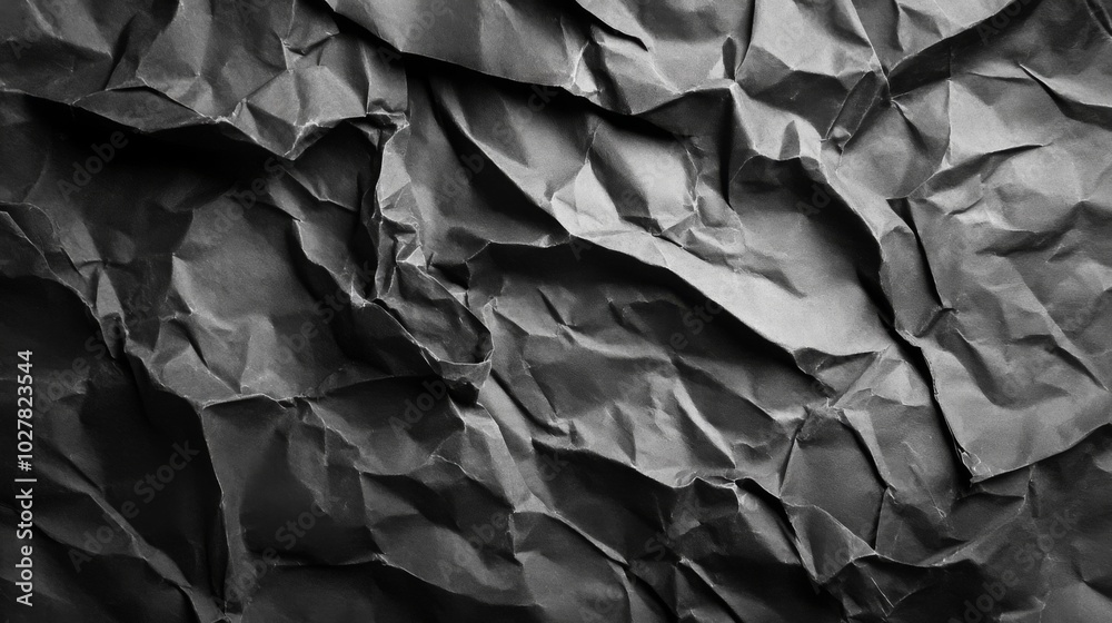 Close-Up of a Crumpled Black Paper Surface Close-Up of a Crumpled Black Paper Surface