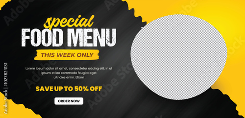 Food menu and restaurant web banner template