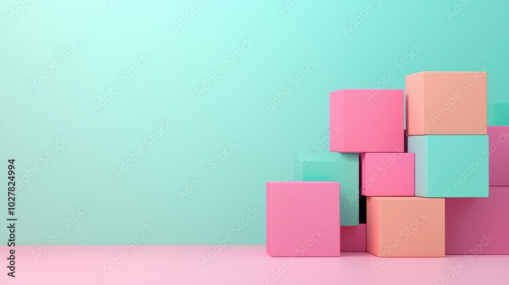 Colorful blocks on pastel background Colorful blocks on pastel background