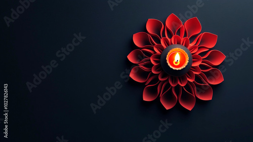 DiwaliDecoration RedFloralDiya DiwaliFestivalGreetingCard IndianFestivalOfLights ReligiousFestivalDecoration HappyDiwali DiyaImage photo